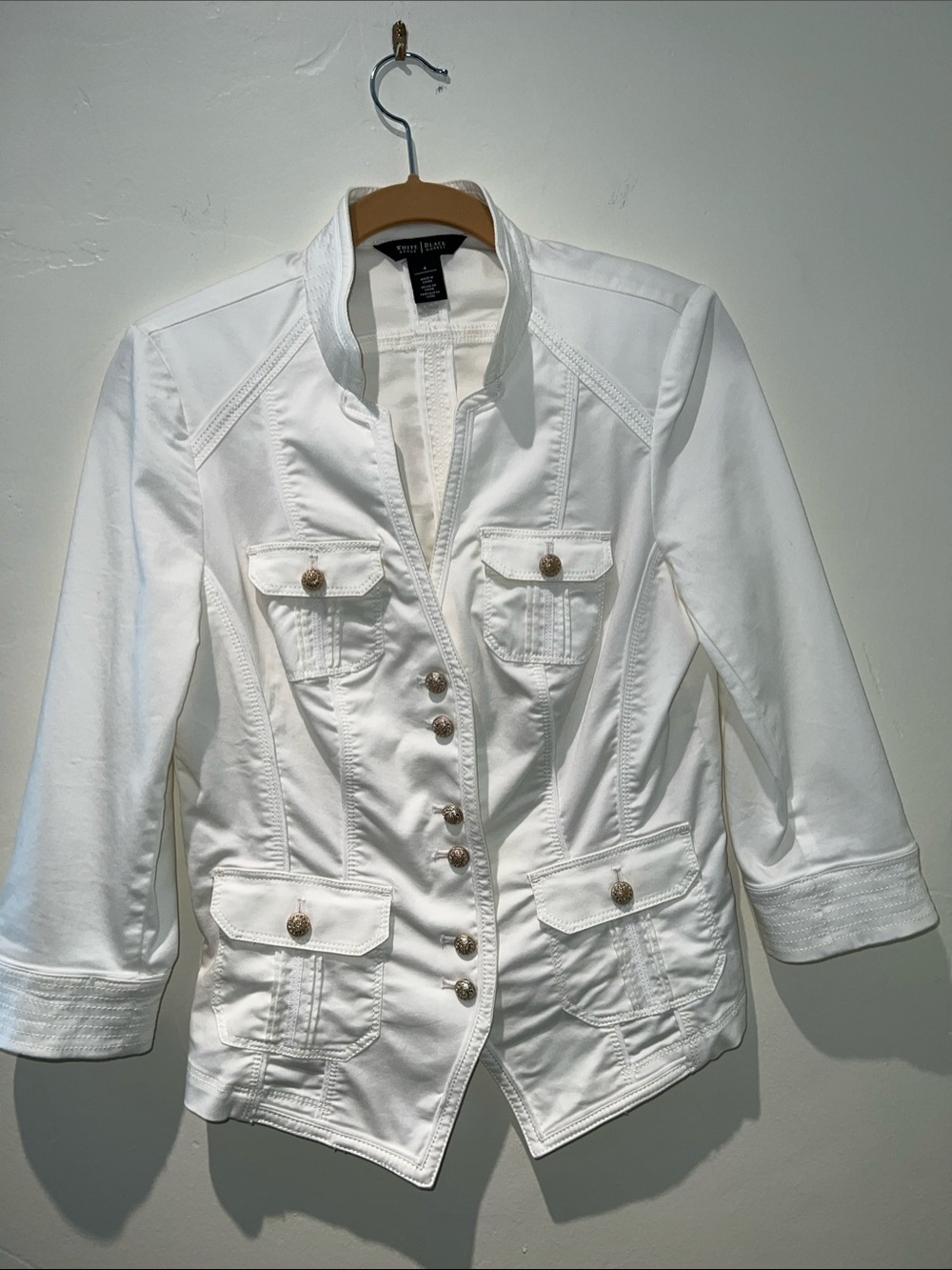 White House Black Market White Military-Style Button Jacket